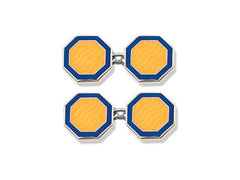 Silver Blue & Yellow Octagonal Enamel Cufflinks