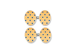 Silver Yellow Diamond Enamel Cufflinks With Blue Spots